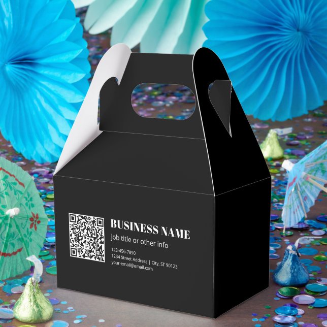 Custom QR code & Editable Retro-Modern Text Favor Box (Party)
