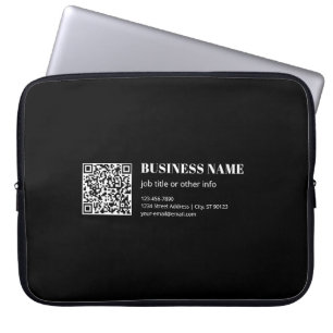 Custom QR code & Editable Retro-Modern Text Laptop Sleeve