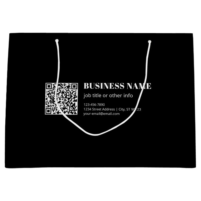 Custom QR code & Editable Retro-Modern Text Large Gift Bag (Front)