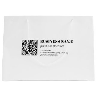Custom QR code & Editable Retro-Modern Text Large Gift Bag