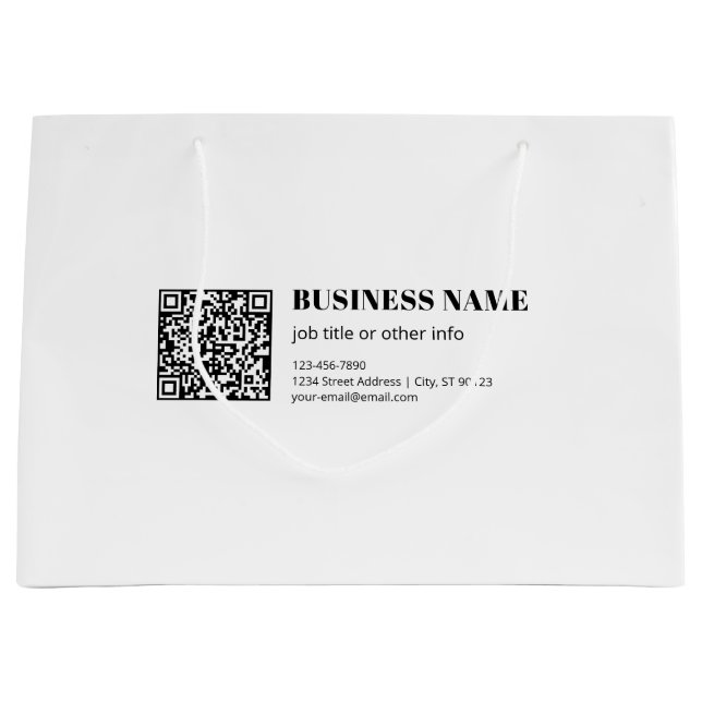 Custom QR code & Editable Retro-Modern Text Large Gift Bag (Front)