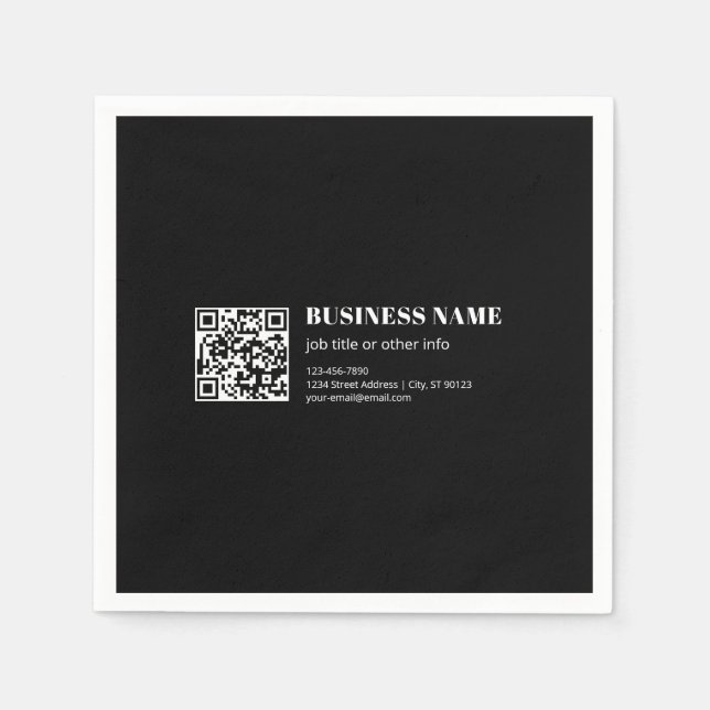 Custom QR code & Editable Retro-Modern Text Napkin (Front)