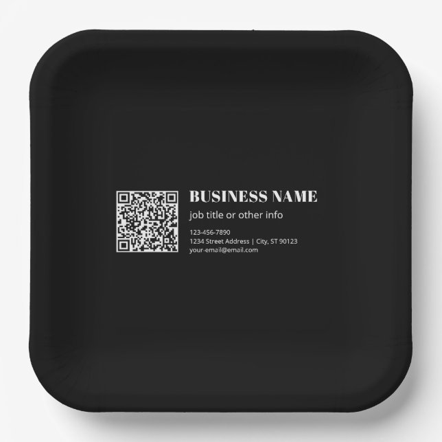 Custom QR code & Editable Retro-Modern Text Paper Plate (Front)