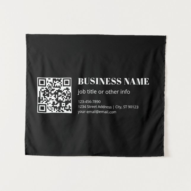 Custom QR code & Editable Retro-Modern Text Tapestry (Front (Horizontal))