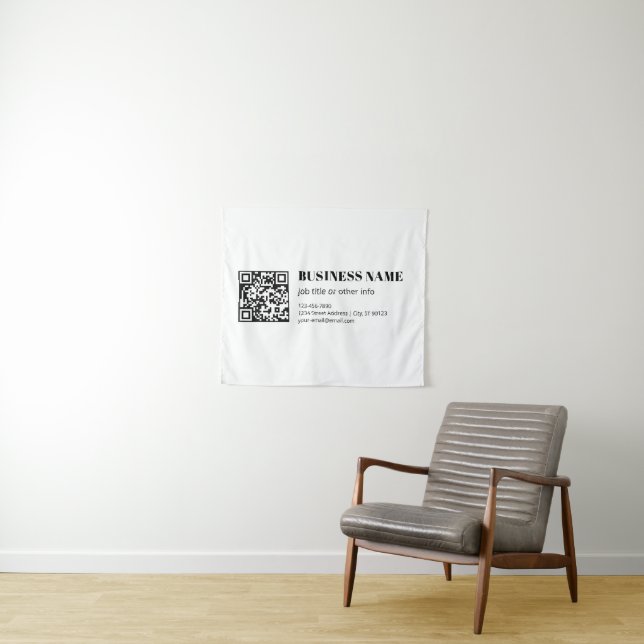 Custom QR code & Editable Retro-Modern Text Tapestry (In Situ (Horizontal))