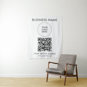 Custom QR Code Event Seminar Party Logo Text Tapestry
