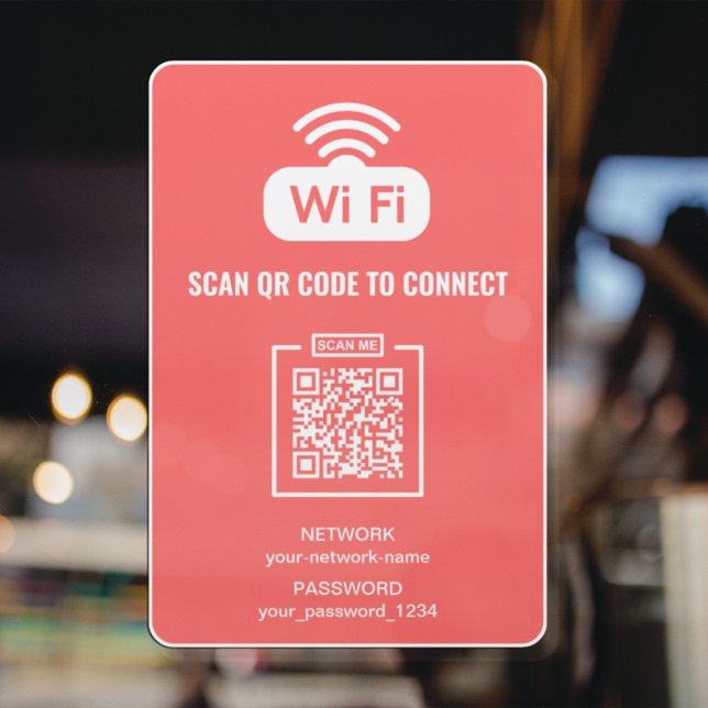 Custom QR Code Free WIFI Password Network Pink Window Cling (Creator Uploaded)