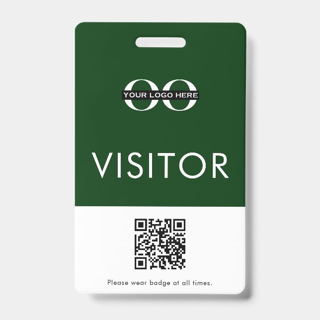 Custom QR Code Green Visitor Badge (Front)