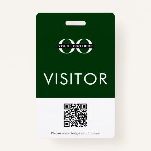 Custom QR Code Green Visitor Badge