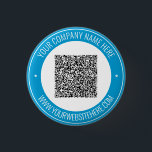 Custom QR Code Info Custom Text and Colours Button<br><div class="desc">Custom Colours and Font - Your QR Code and Custom Text Professional Personalized Business Name Website Promotional Company Supplies / Gift - Add Your QR Code - Image or Logo / Name - Company / Website or E-mail or Phone - Contact Information / Address - Resize and Move or Remove...</div>