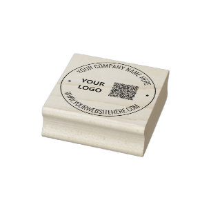 Custom QR Code Info Logo Text Round Rubber Stamp