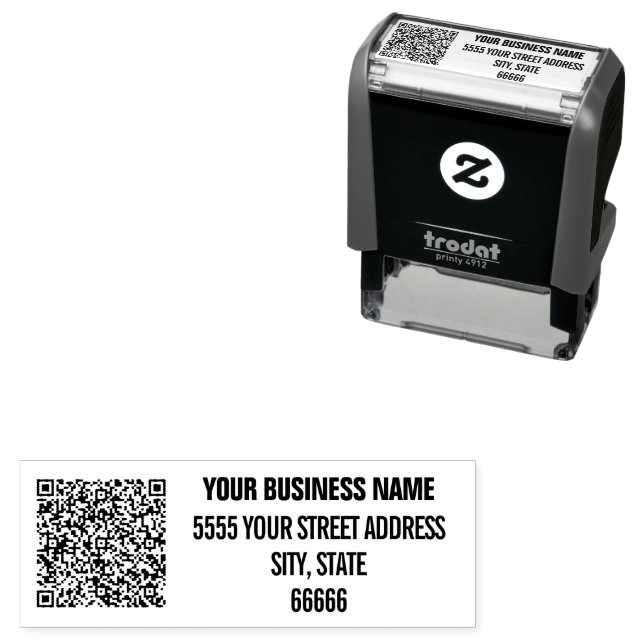 Custom QR Code Info Name Return Address Stamp (In Situ)