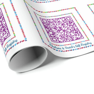 Custom QR Code Jellybean Colour Frame Gift Registr Wrapping Paper