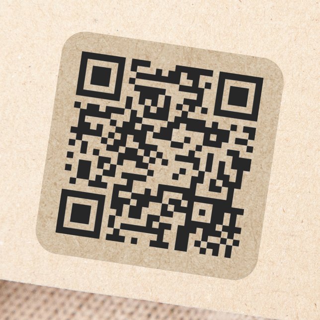 Custom QR code Kraft paper look Square Sticker (Creator Uploaded)