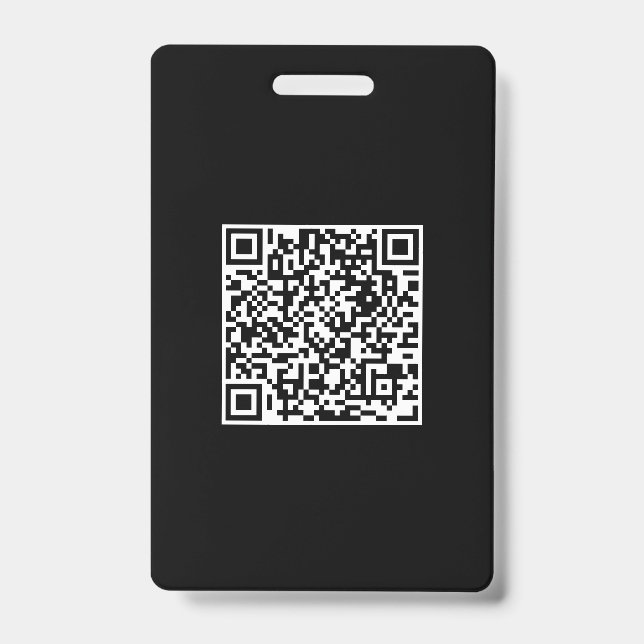 Custom QR Code Logo black solid minimalist Badge (Front)