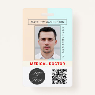 Custom QR Code Logo Employee Name Photo Hospital Badge
