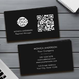 Custom QR Code Logo Modern Black and White Business Card