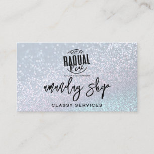 Custom Qr Code Logo Social Media Glitter Blue Business Card