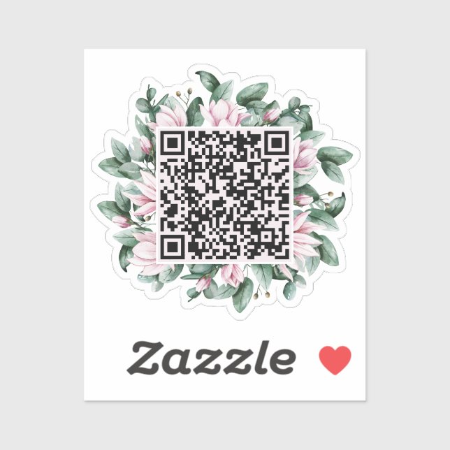Custom QR Code Magnolia Flower Frame Wedding (Sheet)