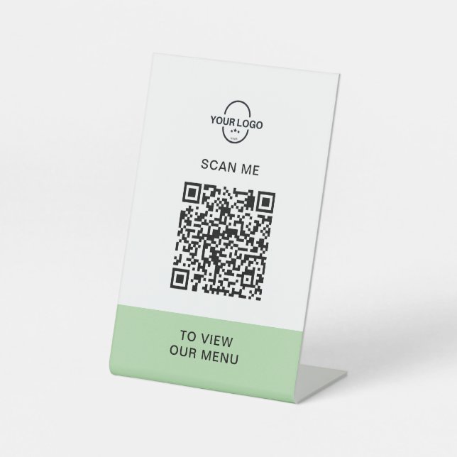 Custom QR Code Menu Stand | Contactless Restaurant Pedestal Sign (Front)