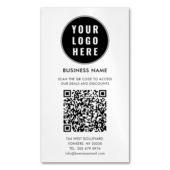 Custom QR Code Modern Logo Minimalist Magnetic Business Card (Front Vertical)