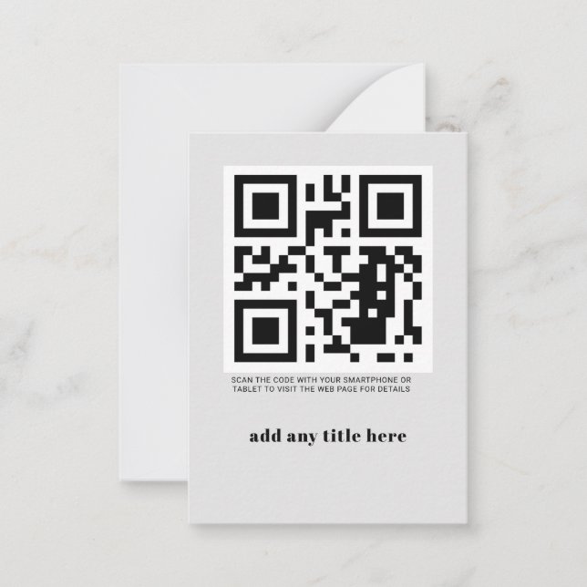 Custom QR Code Modern Trendy Note Card (Front)
