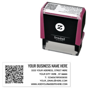 Custom QR Code Name Address Contact Info Stamp