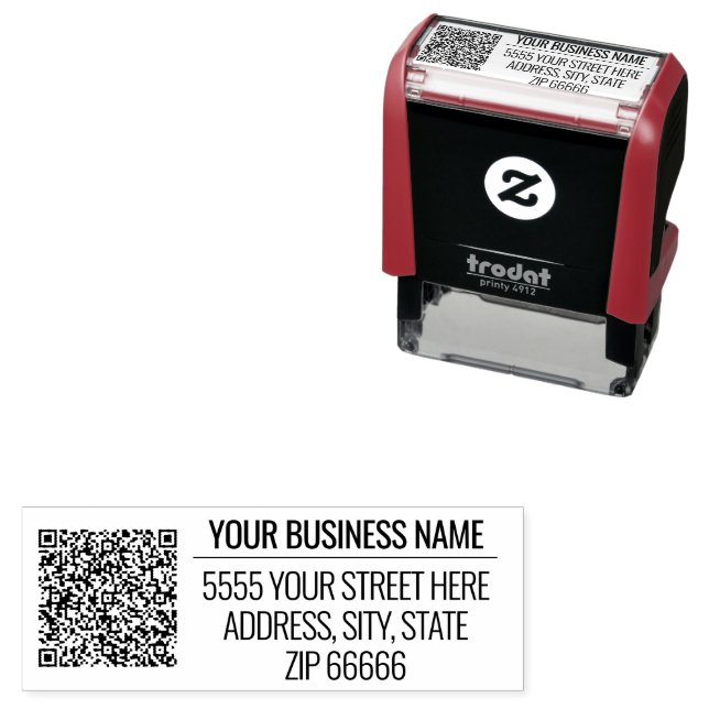 Custom QR Code Name Address Modern Design Stamp (In Situ)