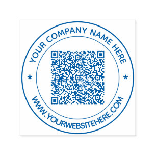 Custom QR Code Name Info Business Round Stamp