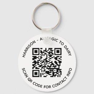 Custom QR Code name text contact info photo kids Keychain