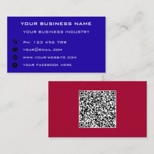 Custom QR Code Name Text Info Colours Business Car Calling Card