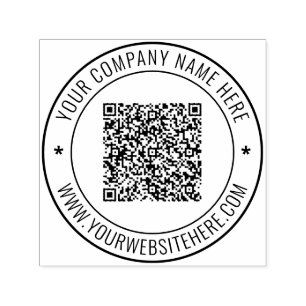 Custom QR Code Name Website Business Round Stamp