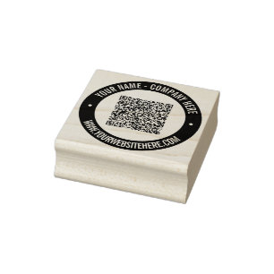Custom QR Code Name Website Round Rubber Stamp