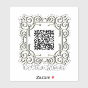 Custom QR Code Ornate Frame Wedding Gift Registry