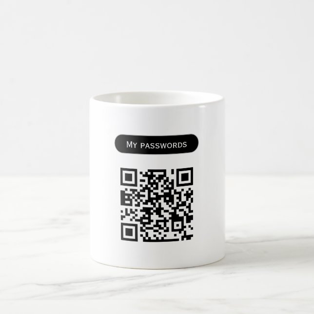 Custom qr code passwords scan simple office Mug (Center)