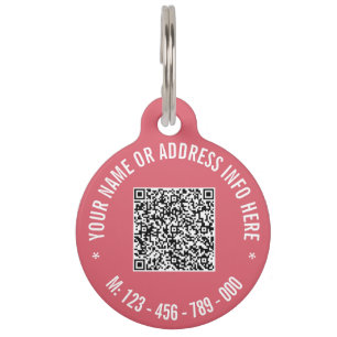 Custom QR Code Phone Text Your Pet ID Tag Template