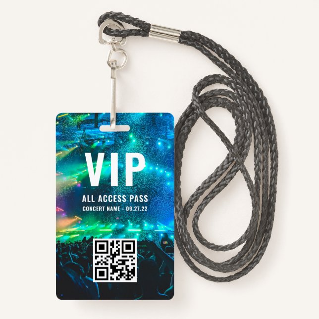 Custom QR Code Photo White VIP All Access Badge (Front with Lanyard)