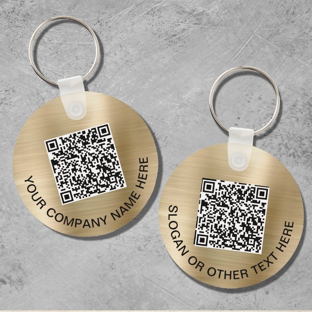Custom QR Code Promotional Gold Keychain (Creator Uploaded)