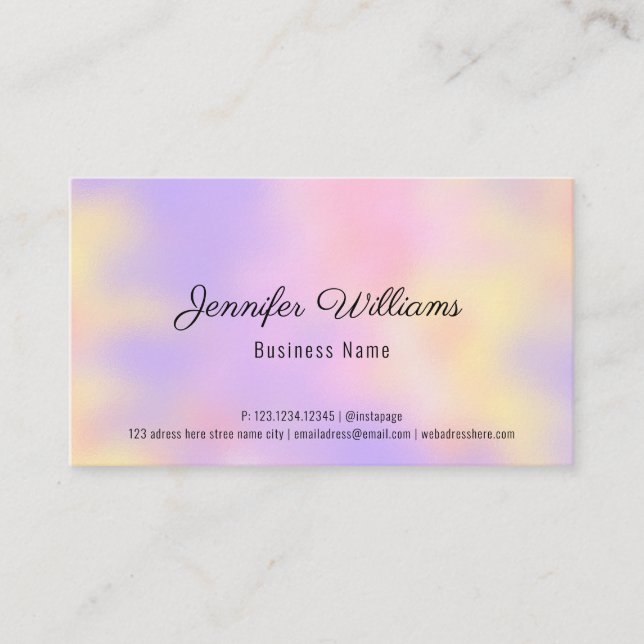 Custom QR Code Rainbow Pastel Colours Simple Moder Business Card (Front)