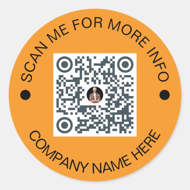 Custom QR Code Round ORANGE Waterproof Business Classic Round Sticker (Front)