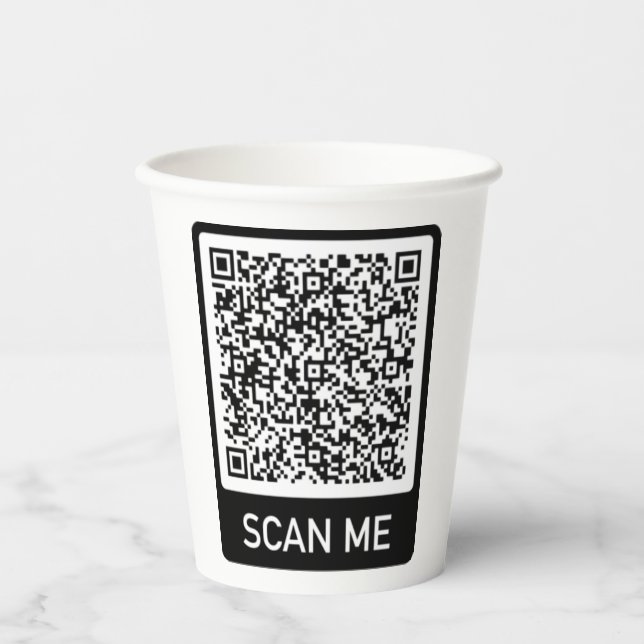 Custom QR Code Scan Info Personalized Paper Cups (Front)