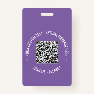 Custom QR Code Scan Info Text and Colours Badge