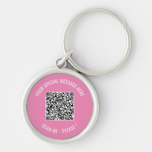 Custom QR Code Scan Info Text Keychain Your Colors (Front)