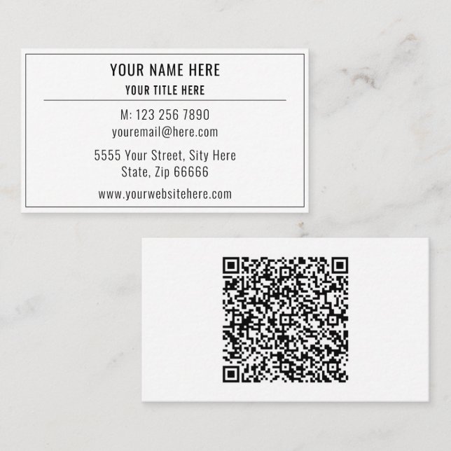 Custom QR Code Scan Info Your Business Card (Front/Back)