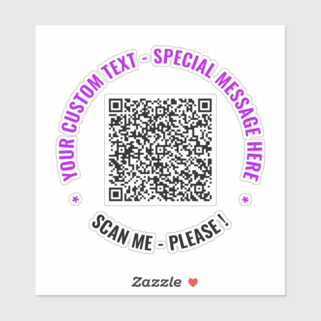 Custom QR Code Scan Info Your Text Colours Sticker (Sheet)