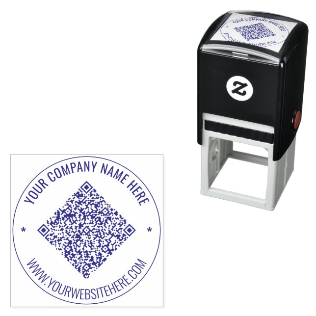 Custom QR Code Scan Name Info Round Stamp Example (In Situ)