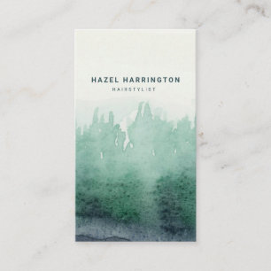 Custom QR Code Scannable Trees Watercolor Vertical Business Card