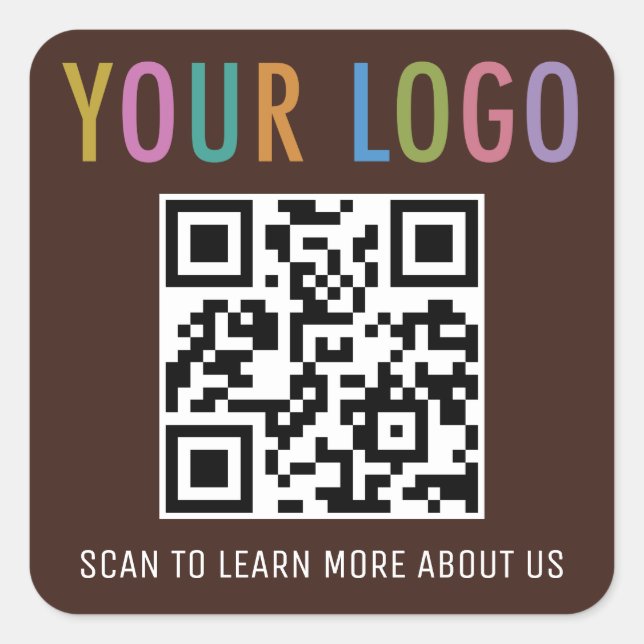Custom QR Code Stickers with Logo Chocolate Brown (Front)