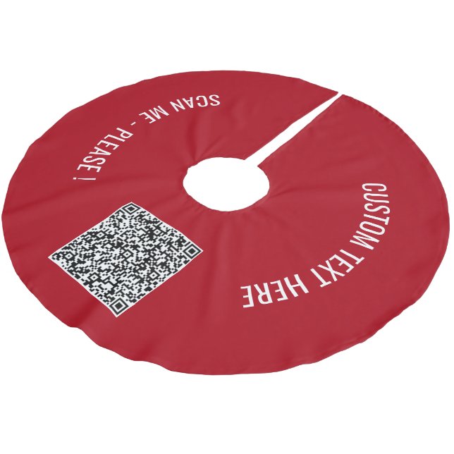 Custom QR Code Text and Colour Christmas Tree Skir Brushed Polyester Tree Skirt (Angled)