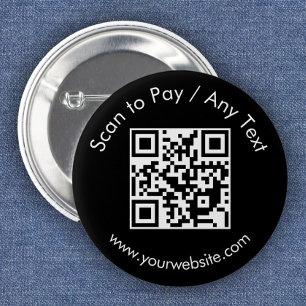 Custom QR Code / Text Black 2 Inch Round Button
